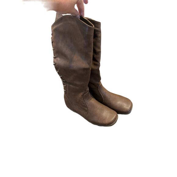 New Tall Flat Brown Boots size 8.5 by Top Moda - Picture 3 of 5